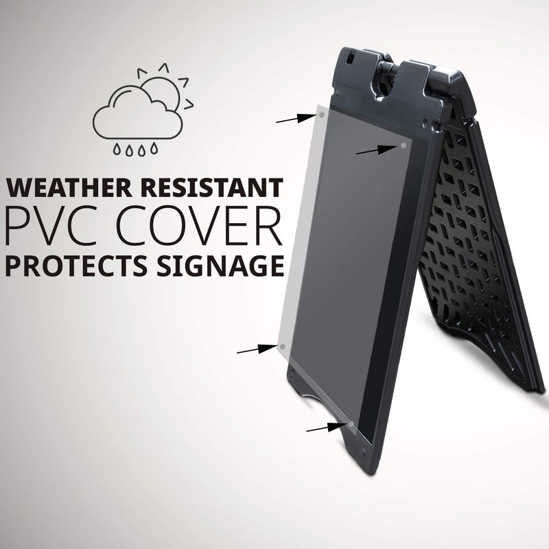 Jumbl A-Frame Signboard 22â€ x 28â€ Display Surface â€“ Large Outdoor Sandwich Board w/Weather Resistant PVC Sign Protector & Sand Fill Holes â€“ Dual Signage Stand for Storefront Sidewalk Curb (Black) - Image 3